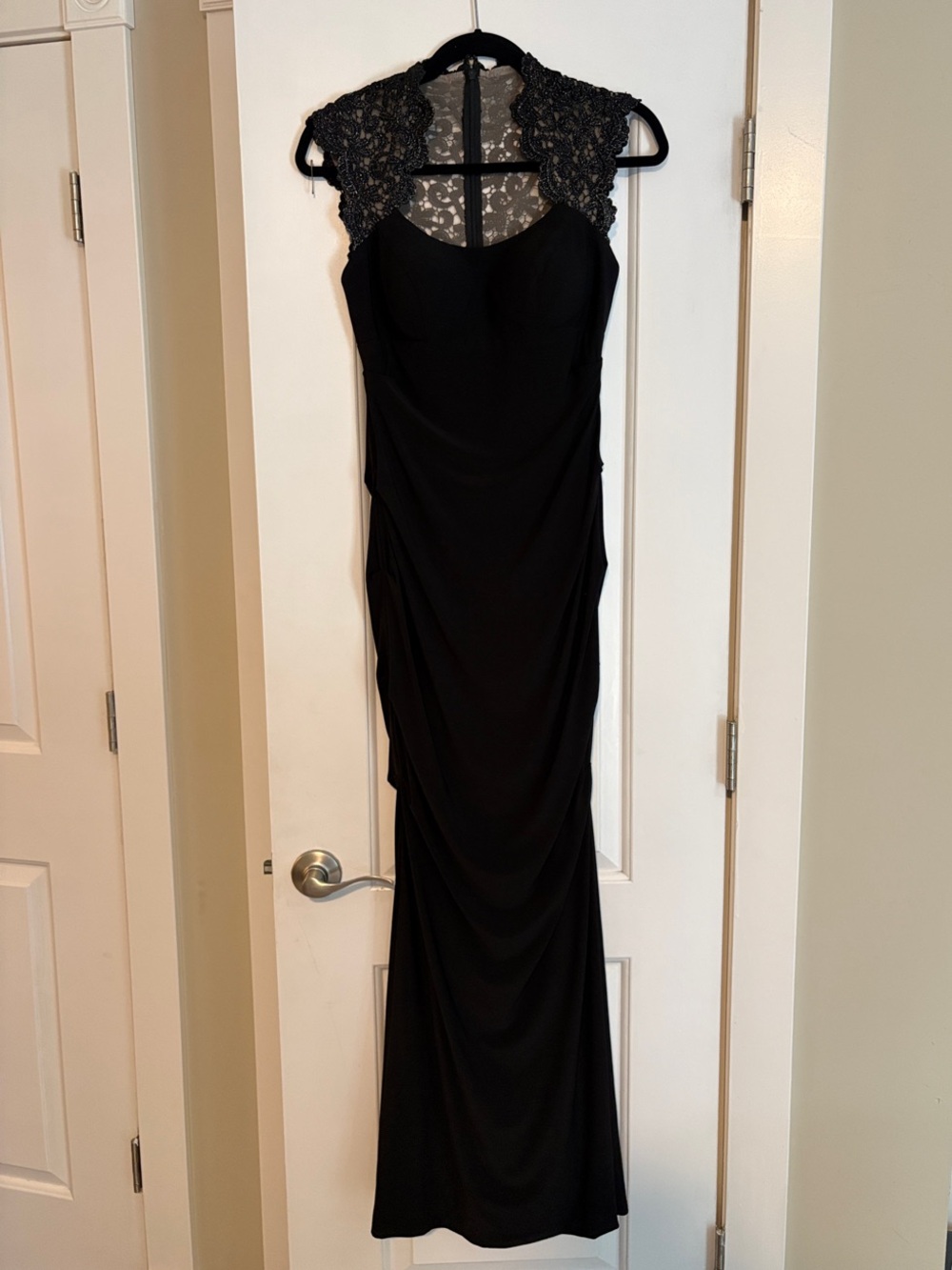 Cache Black Lace-Yoke Maxi Dress